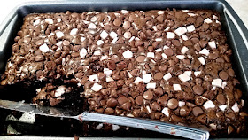 Eclectic Red Barn: Brownie mix covered in smores morsel mix