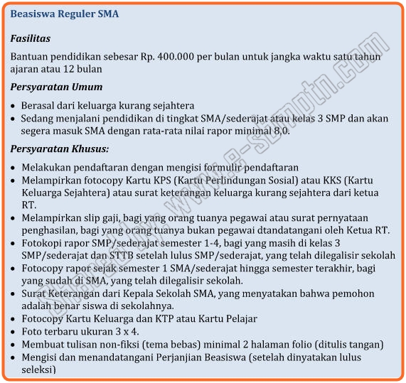 Pendaftaran Beasiswa ORBIT HAH Reguler & Unggulan 2016/2017