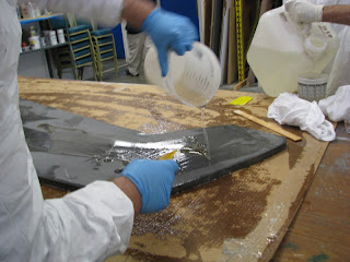 spreading straight epoxy on 2nd side of first core sheet