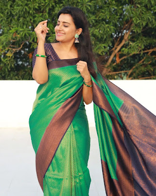Actress Sruthi Raj Awesome Looks in Green Saree Pics HD