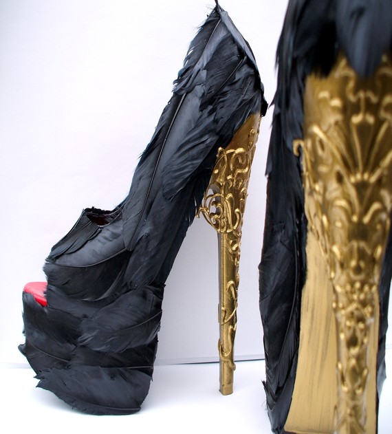 The wedding shoes design represents Alexander McQueen's Gothic last 