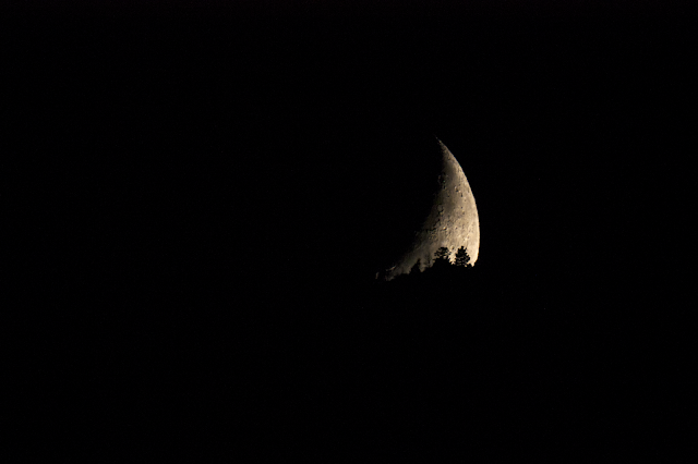 Waxing Crescent Moon setting behind the San Jacinto Mountains 9-6-16 