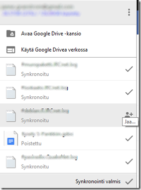 Google Driven työpöytäsovellus näyttää aseman historian ja tarjoaa jakamismahdollisuuden.