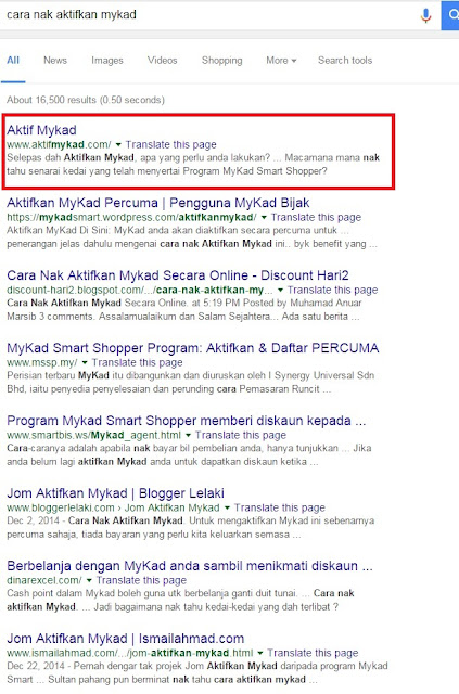 Cara nak aktifkan Mykad