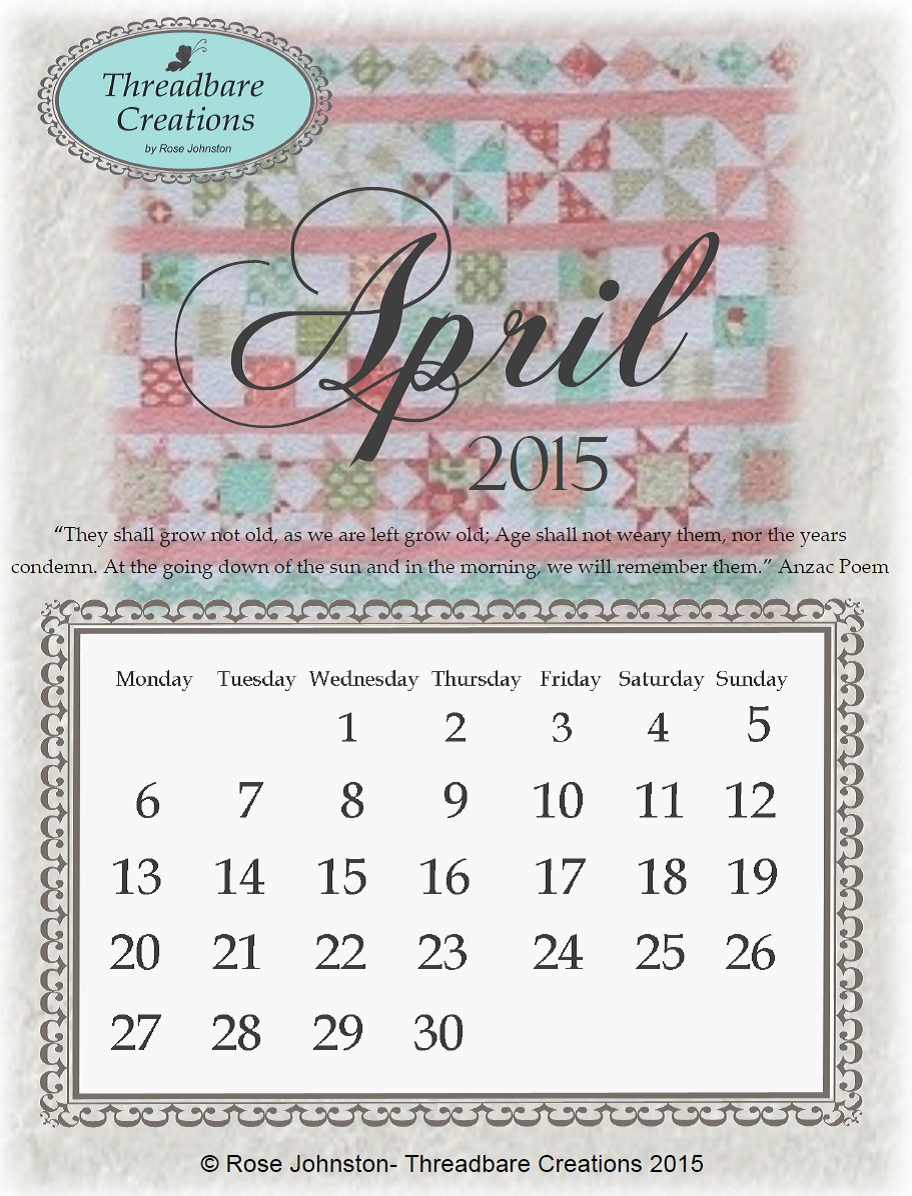 Free April 15 Calendar Threadbare Creations