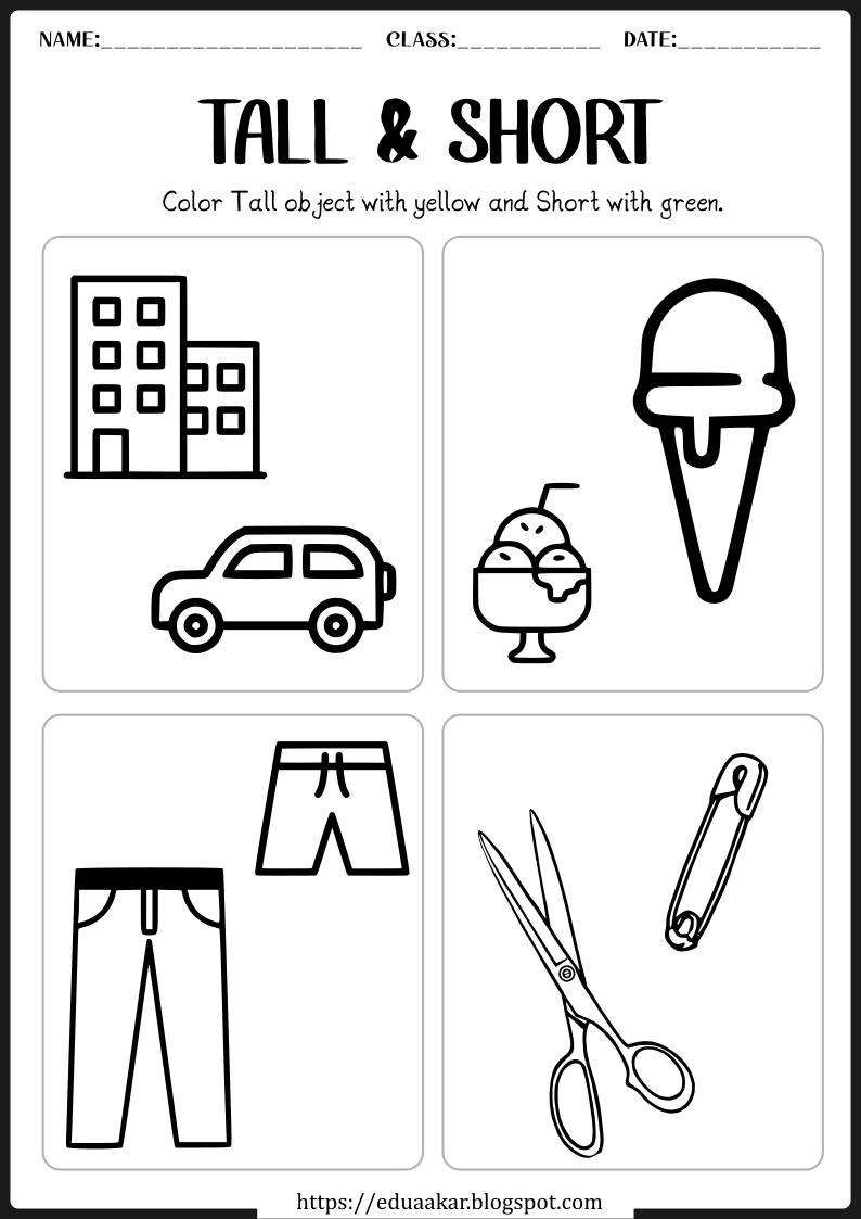 Tall and Short Worksheet