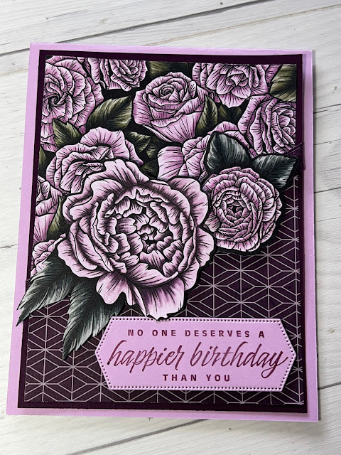 Floral Birthday Card using Stampin' Up1 Flavored Flowers Designer Series paper