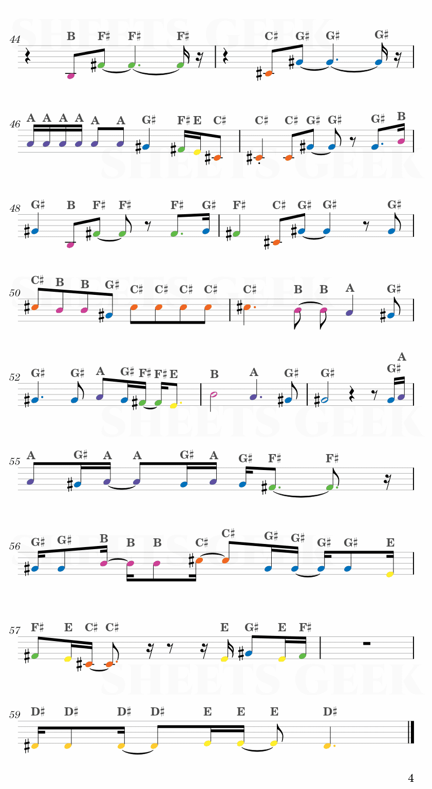 Talking To The Moon - Bruno Mars Easy Sheet Music Free for piano, keyboard, flute, violin, sax, cello page 4