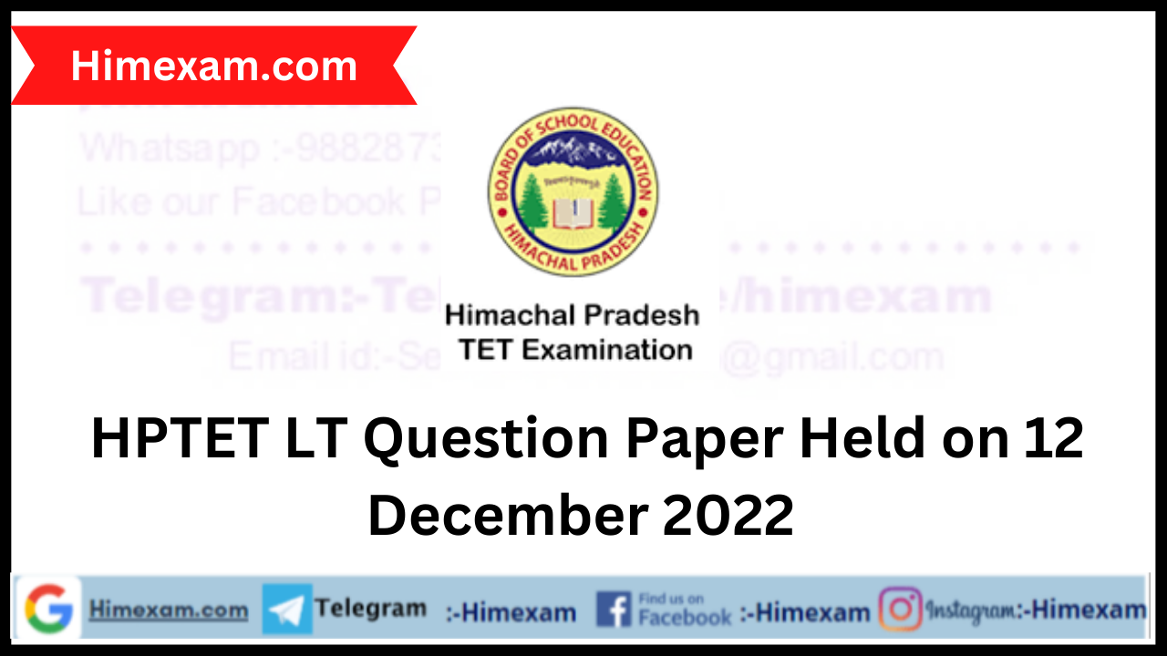 HPTET LT Question Paper Held on 12 December 2022