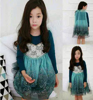 baju anak bahan korea dress elsa frozen