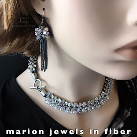 Kumihimo Earrings and Neckpiece with Preciosa PIP Beads