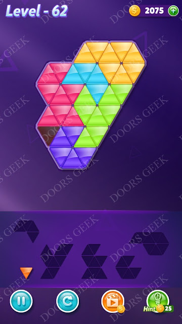 Block! Triangle Puzzle 6 Mania Level 62 Solution, Cheats, Walkthrough for Android, iPhone, iPad and iPod