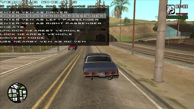 GTA San Andras Debug Cheat Menu Mod