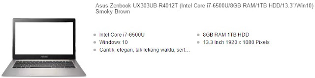 harga laptop asus zenbook warna smooky brown