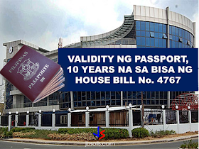 The proposed 10 years validity of passport is now approved on the 3rd and final reading by the House of Representatives and is now a law with vote result of 216 in favor, 0 against and 0 abstained.    House Bill No. 4767, is a measure seeks to amend Republic Act No. 8239, or the “Philippine Passport Law,” which currently states that a passport is valid for a period of five years, regardless of the age of the applicant.  Under the bill, the validity will be extended to 10 years for adults, or those 18 years old and above.  It states, however, that the issuing authority "may limit" the period of validity to less than 10 years in the case of minors, or "whenever the national economic interest or political stability of the country" makes it necessary.  The bill will be transmitted to Senate for concurrence.  One of the principal authors of the new passport bill  is former president and Pampanga Rep. Gloria Macapagal-Arroyo, who now sits as a deputy speaker.  The  extension of passport validity from 5 years to 10 years is one of the promises made by President Rodrigo Duterte to the OFWs to lessen their burden of standing in long queues just for applying and renewing of their passports.  Source: GMA News  RECOMMENDED: ON JAKATIA PAWA'S EXECUTION: "WE DID EVERYTHING.." -DFA  BELLO ASSURES DECISION ON MORATORIUM MAY COME OUT ANYTIME SOON  SEN. JOEL VILLANUEVA  SUPPORTS DEPLOYMENT BAN ON HSWS IN KUWAIT  AT LEAST 71 OFWS ON DEATH ROW ABROAD  DEPLOYMENT MORATORIUM, NOW! -OFW GROUPS  BE CAREFUL HOW YOU TREAT YOUR HSWS  PRESIDENT DUTERTE WILL VISIT UAE AND KSA, HERE'S WHY  MANPOWER AGENCIES AND RECRUITMENT COMPANIES TO BE HIT DIRECTLY BY HSW DEPLOYMENT MORATORIUM IN KUWAIT  UAE TO START IMPLEMENTING 5%VAT STARTING 2018  REMEMBER THIS 7 THINGS IF YOU ARE APPLYING FOR HOUSEKEEPING JOB IN JAPAN  KENYA , THE LEAST TOXIC COUNTRY IN THE WORLD; SAUDI ARABIA, MOST TOXIC  "JUNIOR CITIZEN "  BILL TO BENEFIT POOR FAMILIES CONGRESS OKS PASSPORT VALIDITY EXTENSION