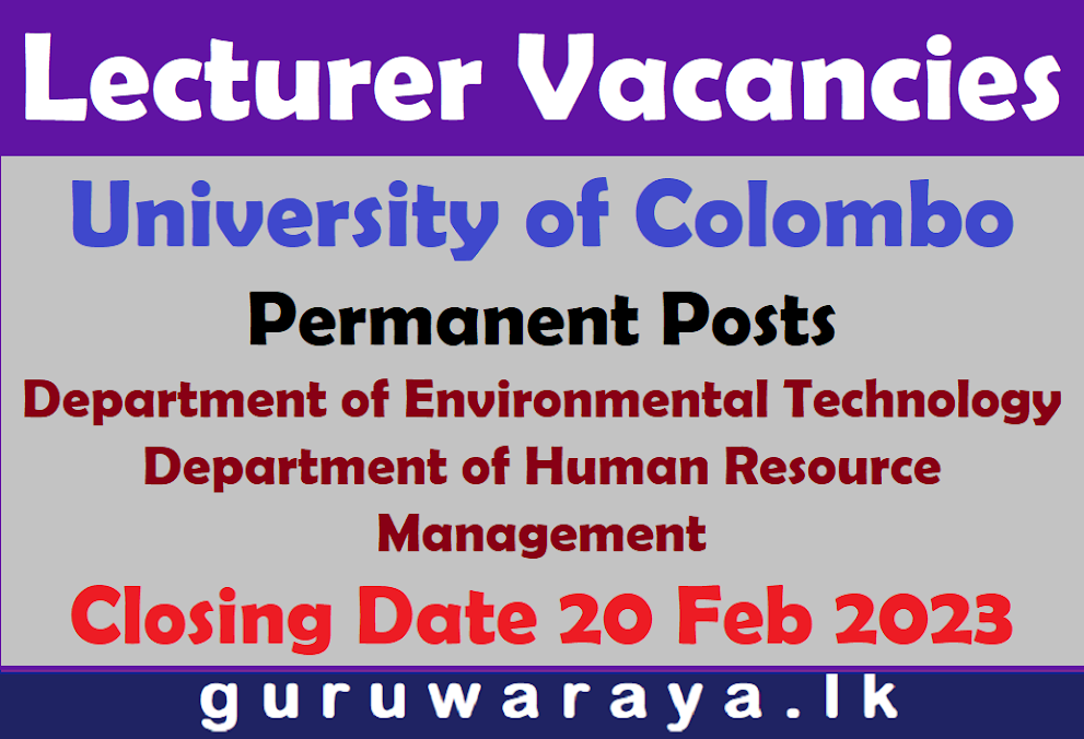Lecturer Vacancies: University of Colombo