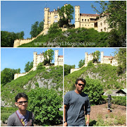 The castle background behind us is the Hohenschwangau castle. (hohenschwangau castle)