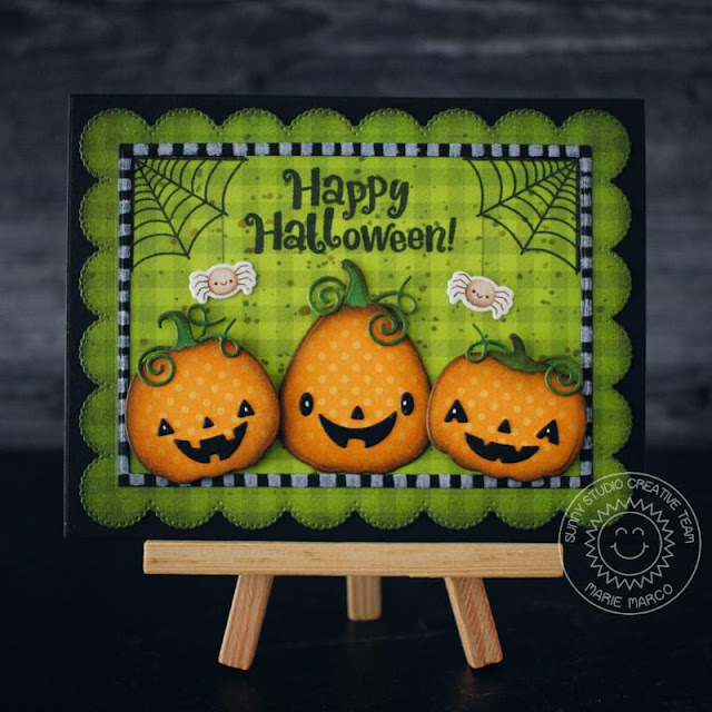 Sunny Studio Stamps: Pumpkin Patch Die Focused Card by Marie Marco (featuring Frilly Frame Dies, Too Cute To Spook)