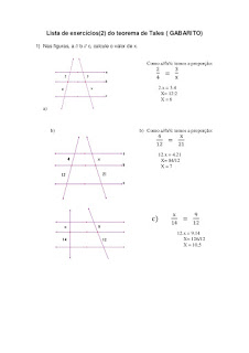teorema de tales exercicios resolvidos 9 ano
