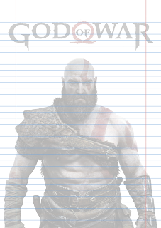 Folha Papel Pautado do Kratos God of War em PDF para imprimir na folha A4