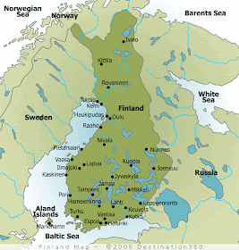 Kort over Finland Land