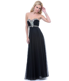 Black Strapless Rhinestone Gown