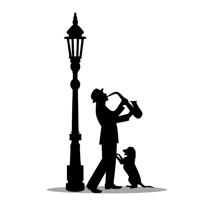 Street saxophonist silhouette design