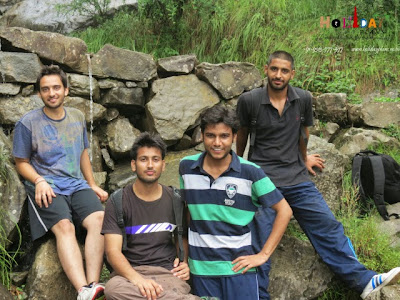 Group pic near a mini waterfall