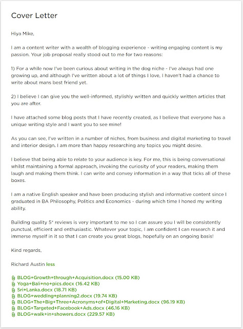 how to write a cover letter on UpWork