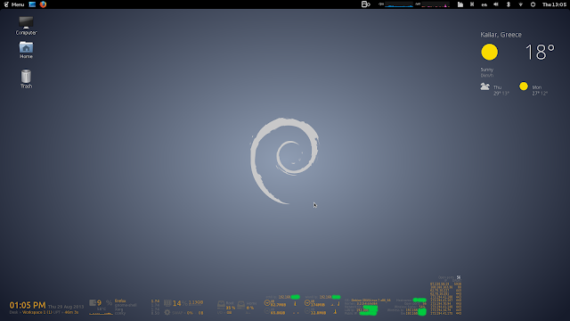 Conky Manager Debian & themes & Gold&Grey Modified by karanik