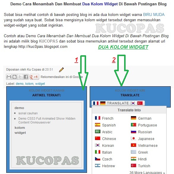 Cara Membuat Dan Menambah Dua Kolom Widget Di Bawah Postingan Blog