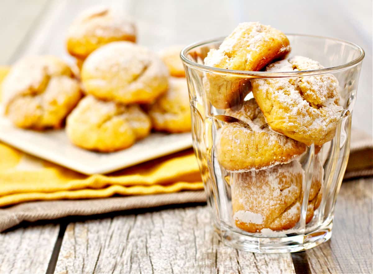 Triple Orange Mexican Cookies in a glass.