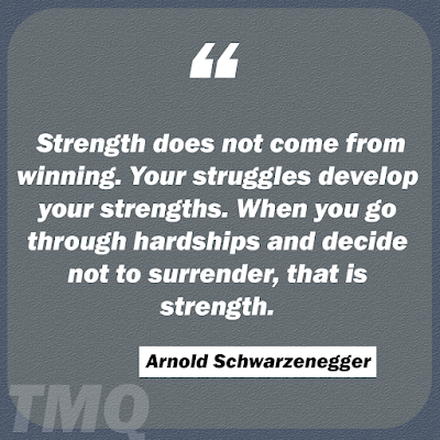 Strength does not come from winning. Your struggles develop your strengths. When you go through hardships and decide not to surrender, that is strength.Arnold Schwarzenegger motivational pictures