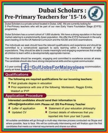 Dubai Scholars Job Vacancies