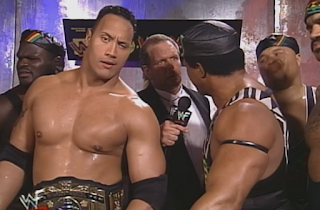 WWE / WWF In Your House 20: No Way Out of Texas - The Rock poses during a Nation of Domination interview