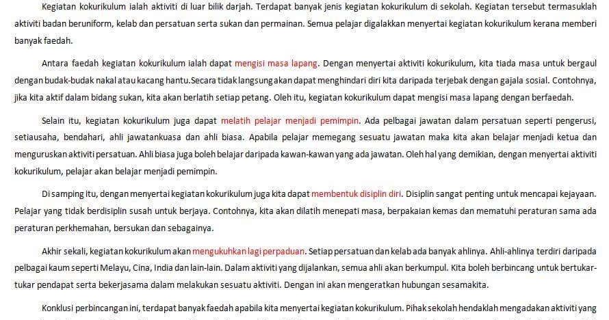 Contoh Karangan Faedah Menyertai Aktiviti Kokurikulum 