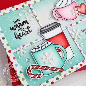 Sunny Studio Stamps: Comic Strip Speech Bubbles Dies Mug Hugs Winter Themed Card by Leanne West 