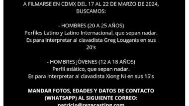 CASTING en CDMX: Se busca para DOCUFICCIÓN - HOMBRES de 20 a 25 años y JÓVENES de 12 a 18 años