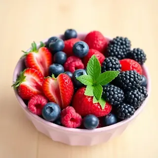 A mix of fresh berries including blueberries, strawberries, and raspberries - a great snack for weight loss