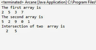 intersection of arrays in java with example