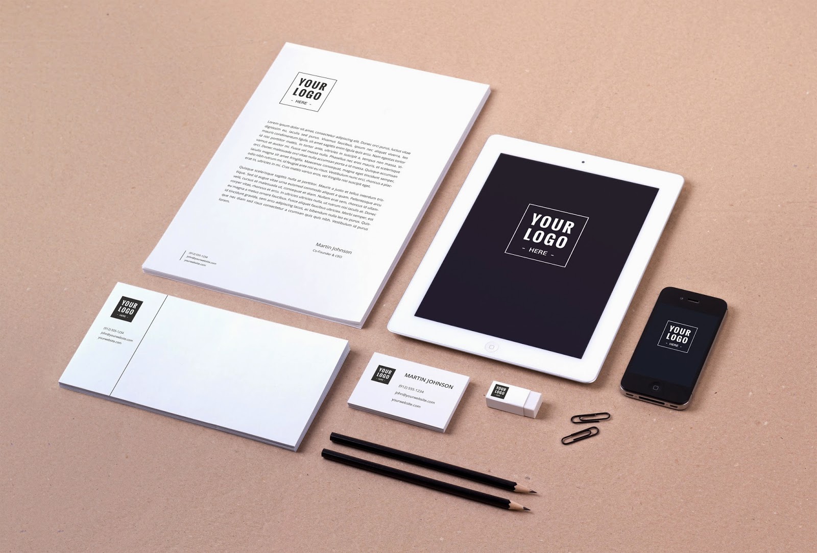 Download 95 Free Stationery Branding Mockup PSD for Identity ...