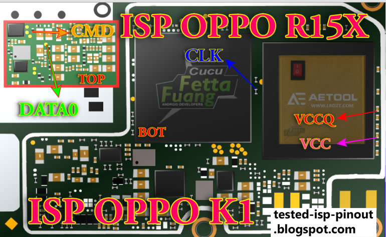 OPPO_R15X EMMC ISP Pinout Download for flashing and unlocking