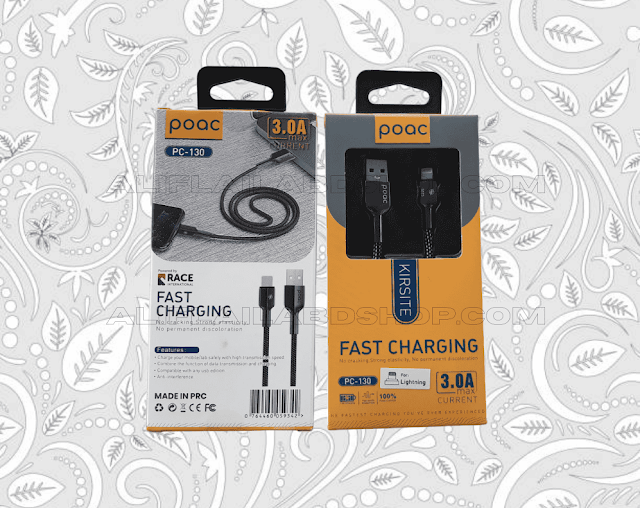 Poac Kirsite Fast Charging Cable Pc-130 For Lightning 3-0a Max Current black, how fast is iphone fast charging, 1 Pieces