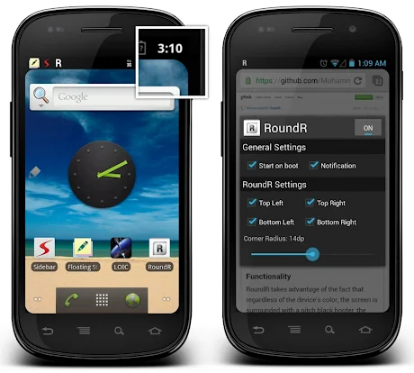 Sudut-sudut Membulat pada Layar Perangkat Android Anda