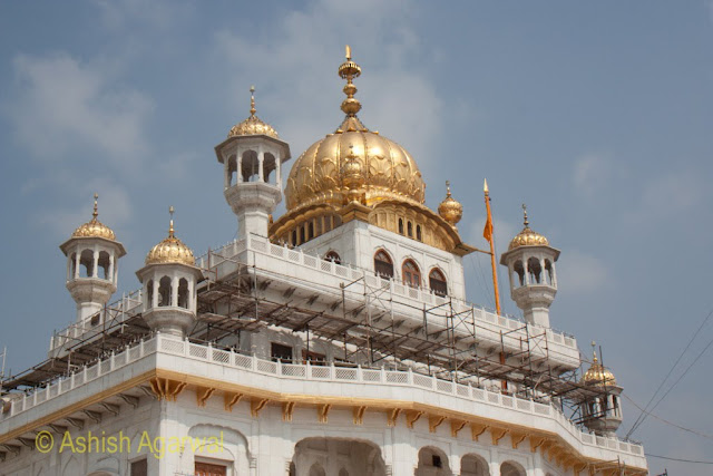 The Golden Dome and structure of the Akal Takht inside the Golden Temple in Amritsar