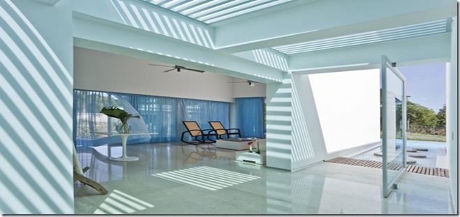 Blue Home with great of Swimming Pool Design