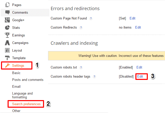 How To Setup Custom Robots Header Tags On Blogger (Blogspot Blogs)