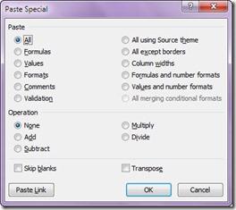 kotak dialog paste special