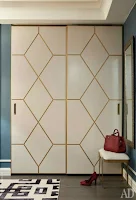 Wardrobe idea white and yellow colors with diamond pattern for decorative storage bedroom