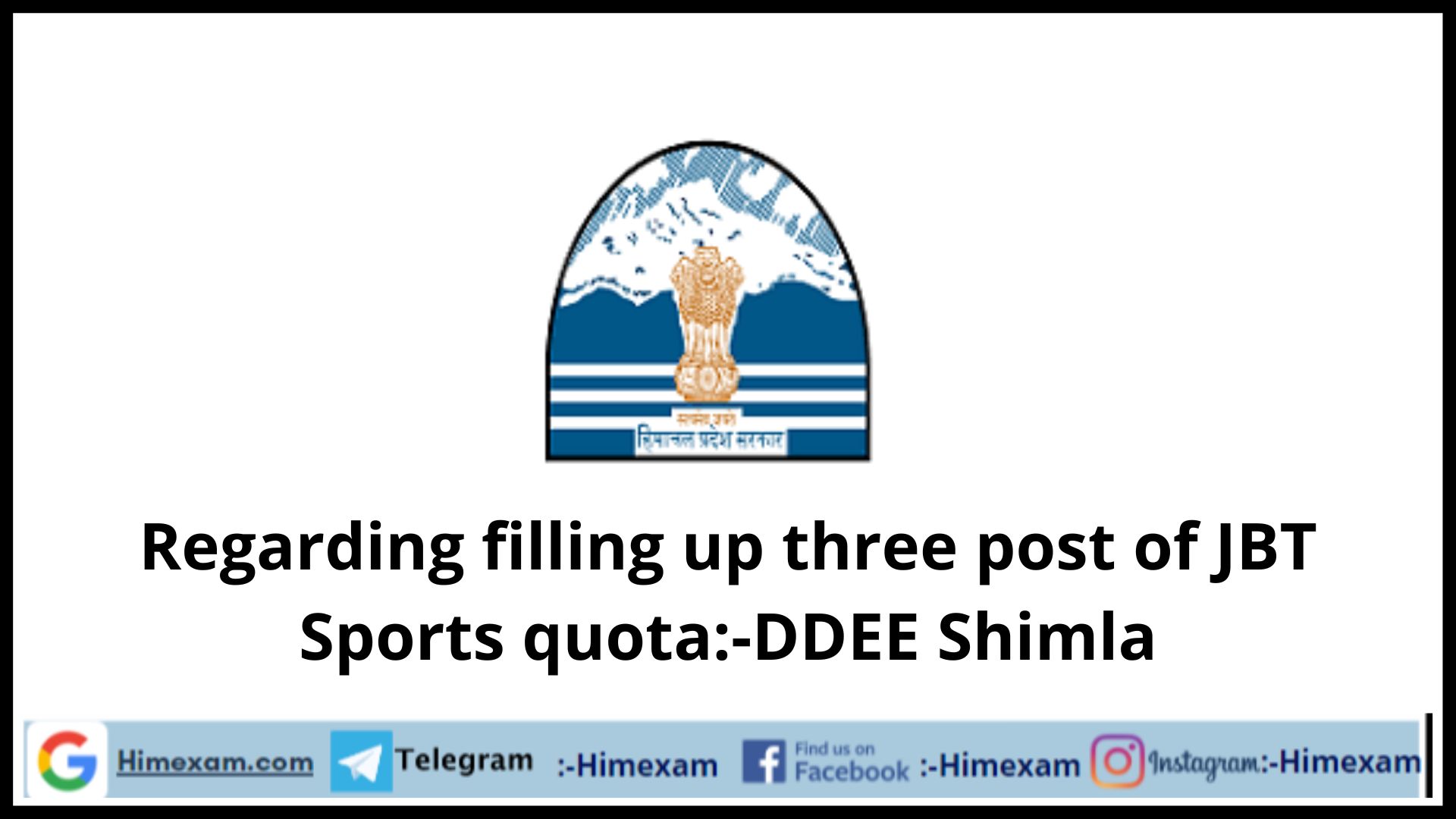 Regarding filling up three post of JBT Sports quota:-DDEE Shimla